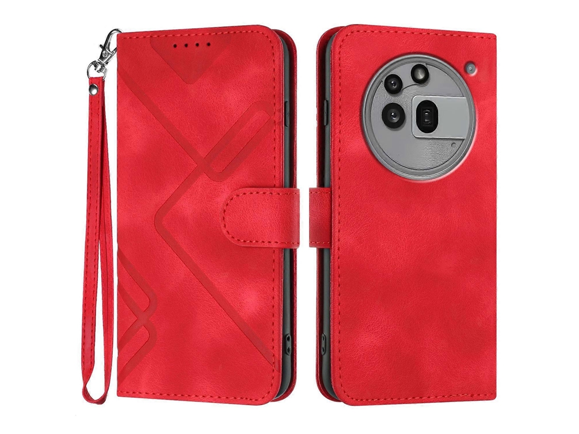 Capa Para Celular Nothing Phone 3a Pro Em Couro Sintético Com Padrão De Linhas E Toque Aveludado