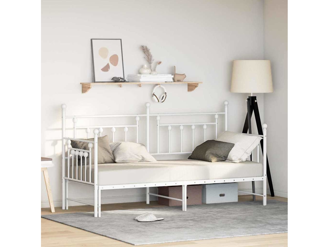 Vidaxl Estrutura De Cama De Dia Branco 75 X 190 Cm Aço
