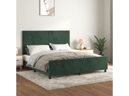 Estrutura De Cama C/ Cabeceira 180x200 Cm Veludo Verde-escuro