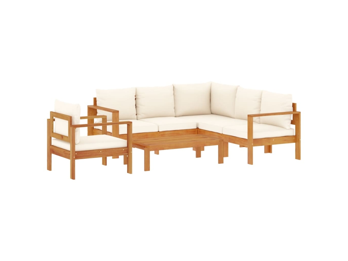 Maison Exclusive - Conjunto de Sofá de Jardim 5 Peças com Almofadões Acácia Maciça