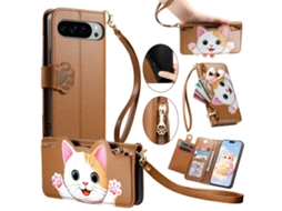 Capa De Couro Com Pulseira E Proteção Para Google Pixel 11/11 Pro Hibbent (marrom)