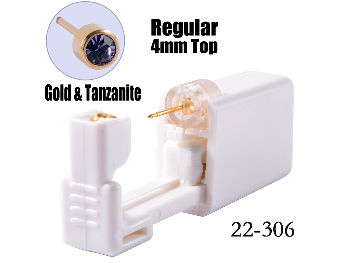 Piercing De Orelha, Descartáveis ​​para Perfuração Da Orelha, Com Brincos De Aço Inoxidável Dourado De 4 Mm, 1 Par (tanzanite) Spqment