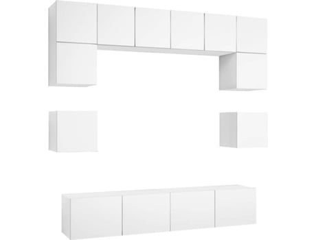 8 pcs conjunto de móveis de TV contraplacado branco