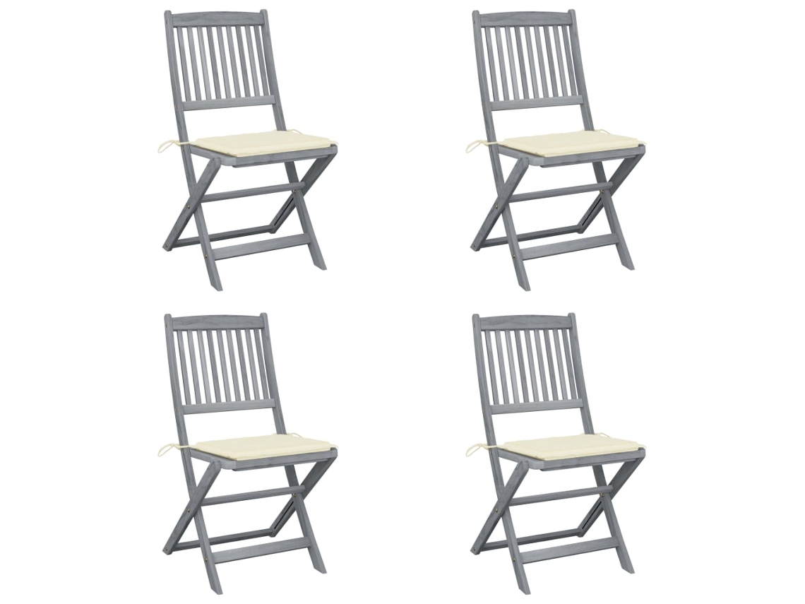 Folding Chair, Folding Chairs Vidaxl Creme Madeira De Acácia (n/a)