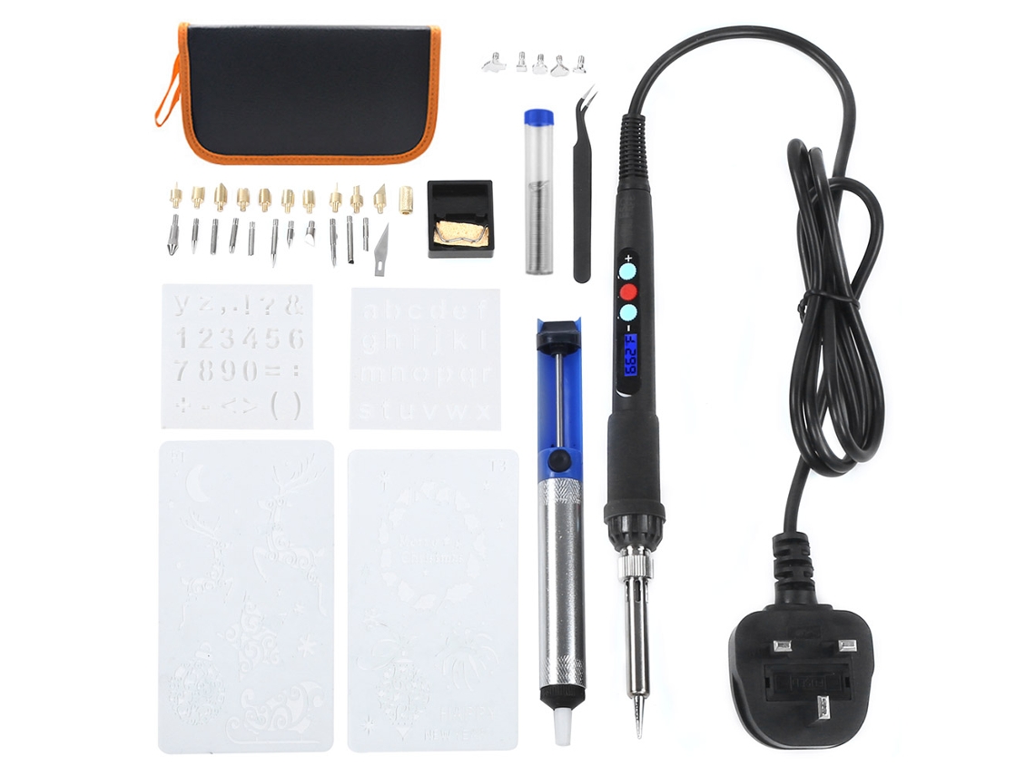 Kit De Soldador Eléctrico Com 39 Peças, 60w, Faixa De Temperatura De 200-500℃, Ferramentas De Soldadura Para Ac110v
