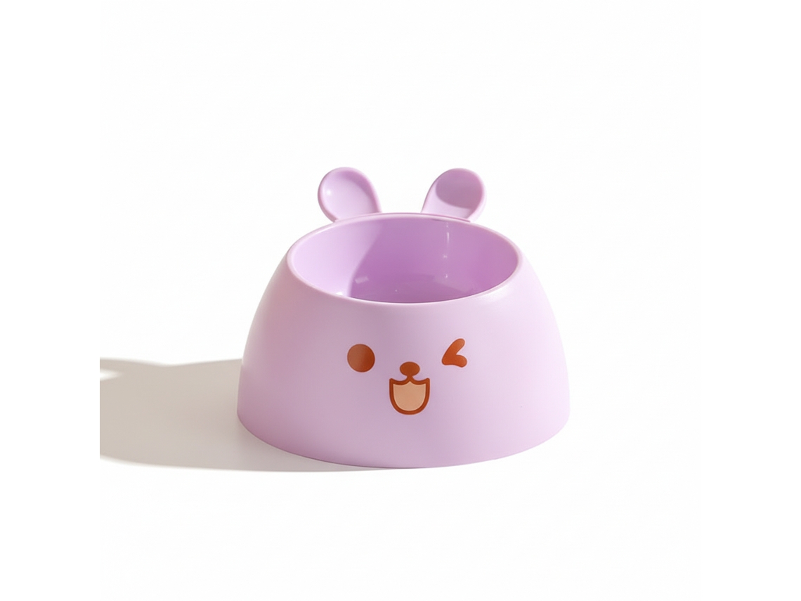 Tigela para Animais de Estimação em Formato de Coelho Fofo, Elevada de Plástico para Comida e Água para Gatos e Cães, Roxa AQUAFORGE