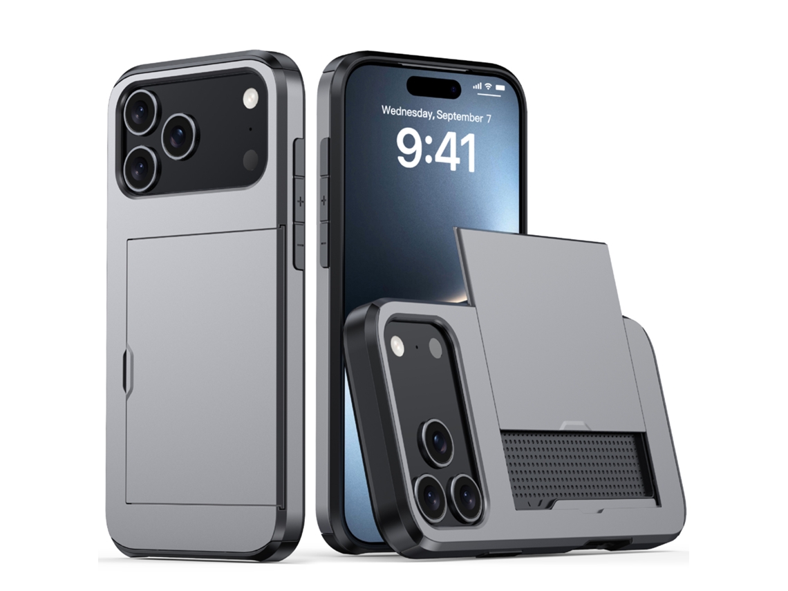 Capa Para Celular Com Compartimento Para Cartão Sim, Fosca E Resistente A Quedas.cinza - Iphone 16 Plus
