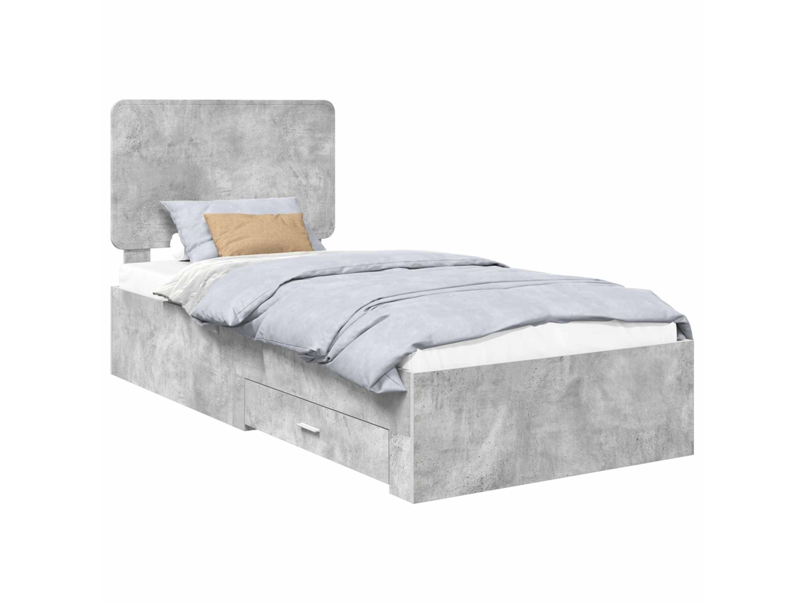 Conjunto de 2 Estruturas da Cama Cinzenta em Madeira Processada 90x190 cm MAISON EXCLUSIVE