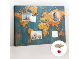 Quadro De Cortiça Com Impressão Mapa-múndi Decorativo Para A Sala De Estar Espelharte (70x100 Cm)
