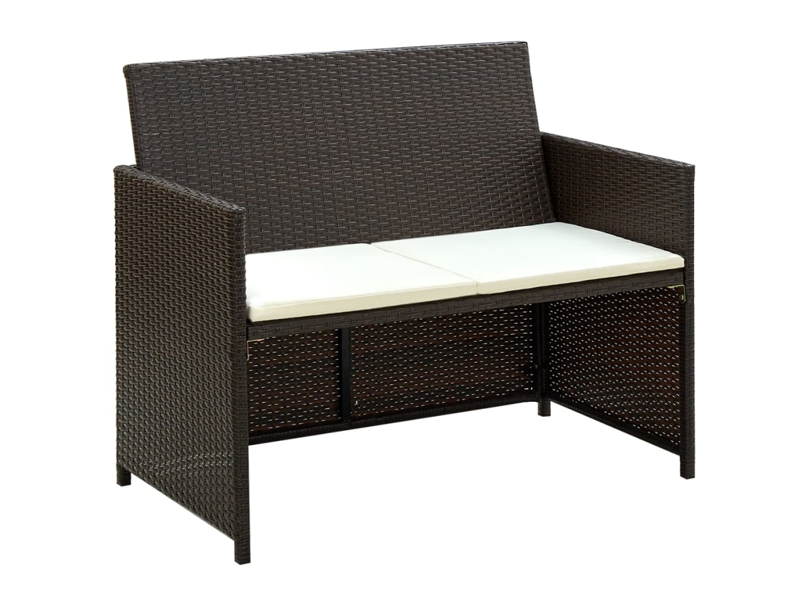 Conjunto de Sofá para Jardim 8 Pcs Vime Pe Castanho MAISON EXCLUSIVE