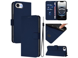 Capa De Couro Sintético Para Iphone 16e - Toque Suave - Cor Sólida - Com Cordão