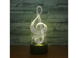Lâmpada de Mesa 3D Nota Musical Nova LINE com Ilusão Óptica 7 Cores, Presente para Crianças e Decoração