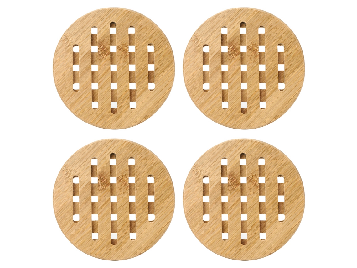 4pcs tapete de mesa de bambu anti caldeira anti deslizante isolante de calor para tigelas copos cozinha S/MARCA