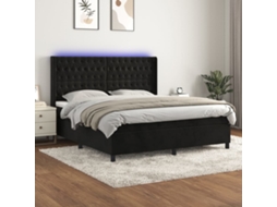 Vidaxl Cama Box Spring C/ Colchão/led 180x200 Cm Veludo Preto