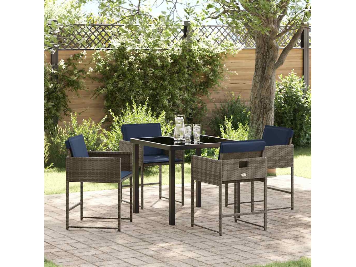 Vidaxl Conjunto De Jantar Para Jardim 5 Unid. Cinzeto Vime Pe