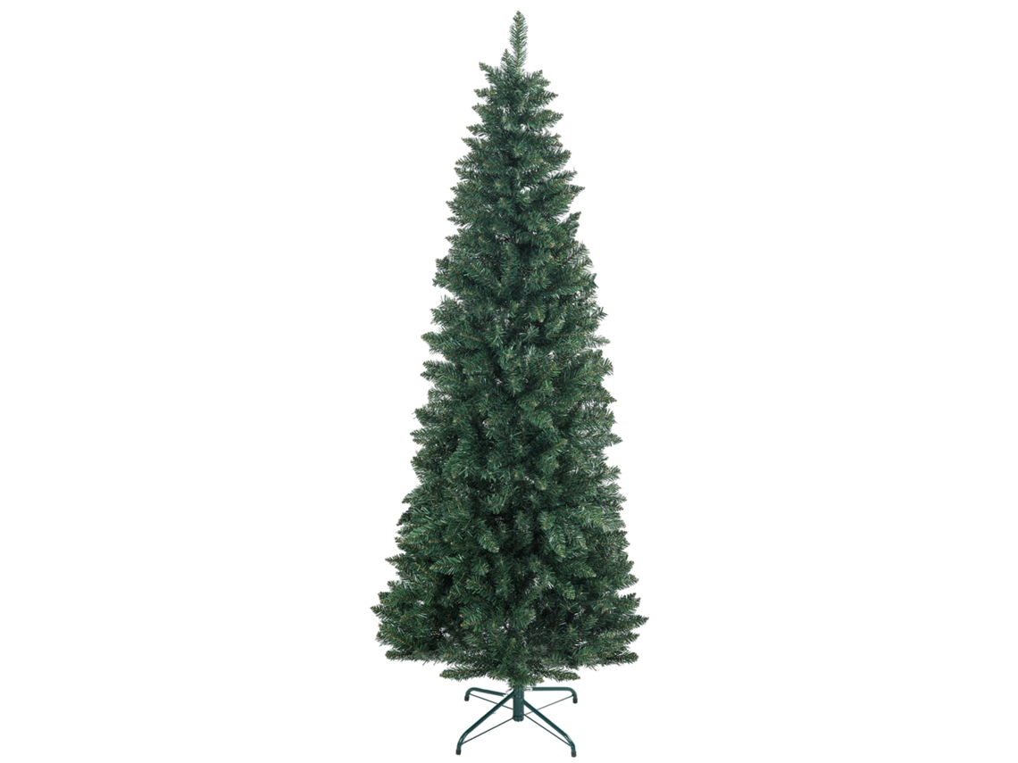 Árvore De Natal Artificial De 210 Cm Com 687 Galhos, Design Alto E Estreito Com Base Dobrável, Verde.