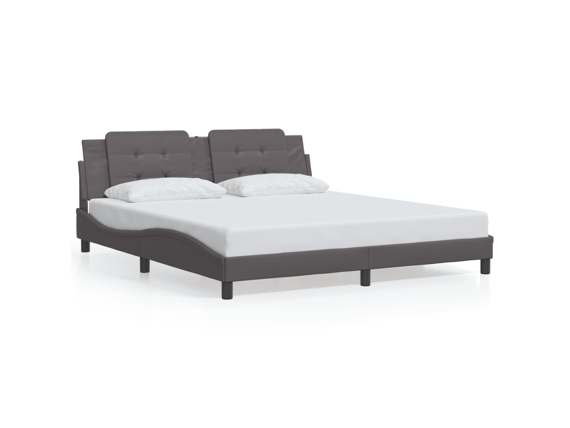Bed Frame, Bed Frames Vidaxl Cinzeto Couro Artificial (180 X 200 Cm)