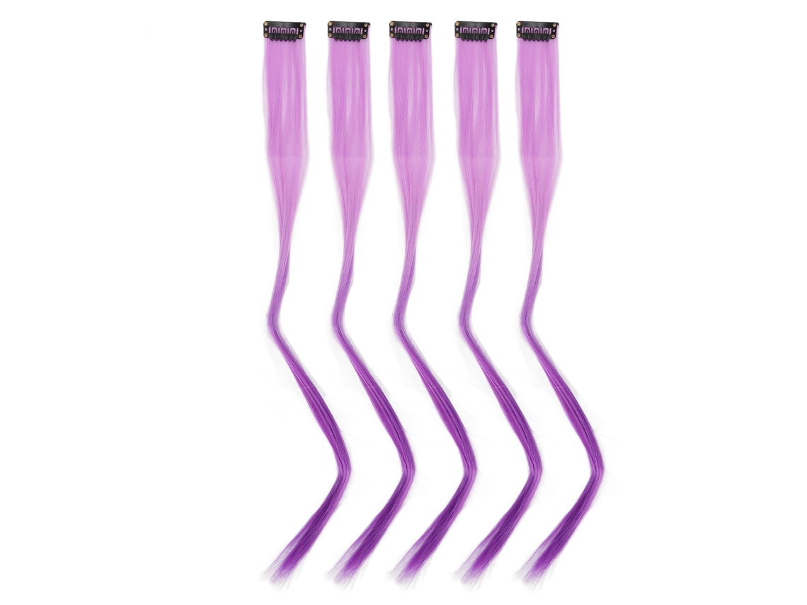 10 Peças Parche De Cabelo De Destaque Longo Retangular Degradê Roxo Clip Para Cosplay Halloween Festa
