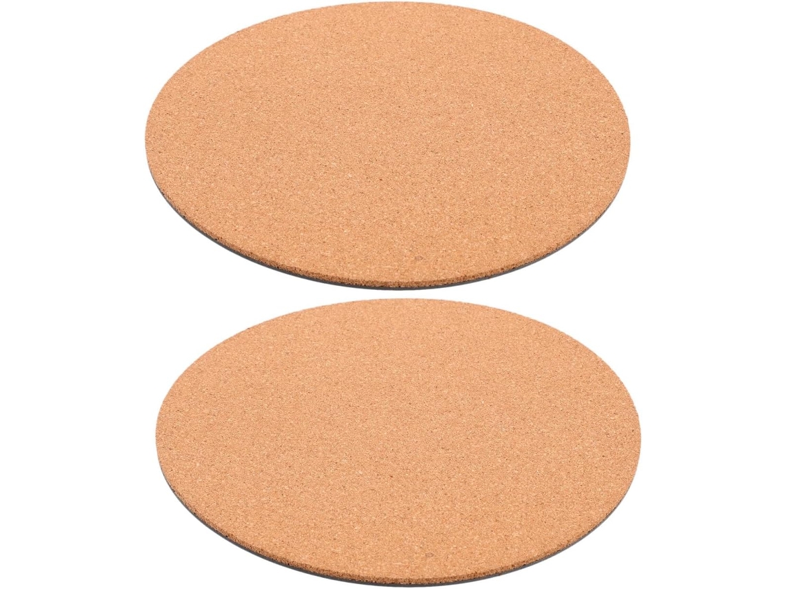 2 Pratos de Cortiça para Vasos de Plantas, Pratos Redondos para Proteger Superfícies e Pisos, Tapete Natural para CHABERLU