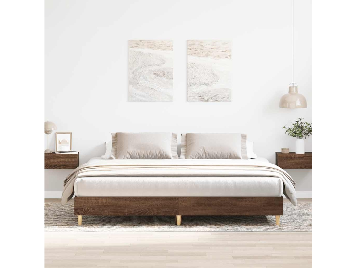 Vidaxl Estrutura Cama Sem Colchão 200x200 Cm Carvalho Castanho