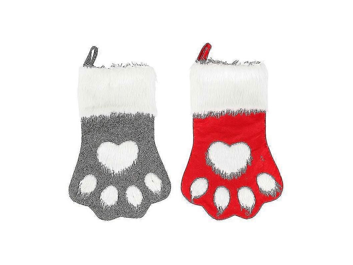 Meias De Natal Jianghuo, Meias De Pelúcia Penduradas Para Decoração De Natal Olysi Shop (pacote Com 2, Cinza E Vermelho)