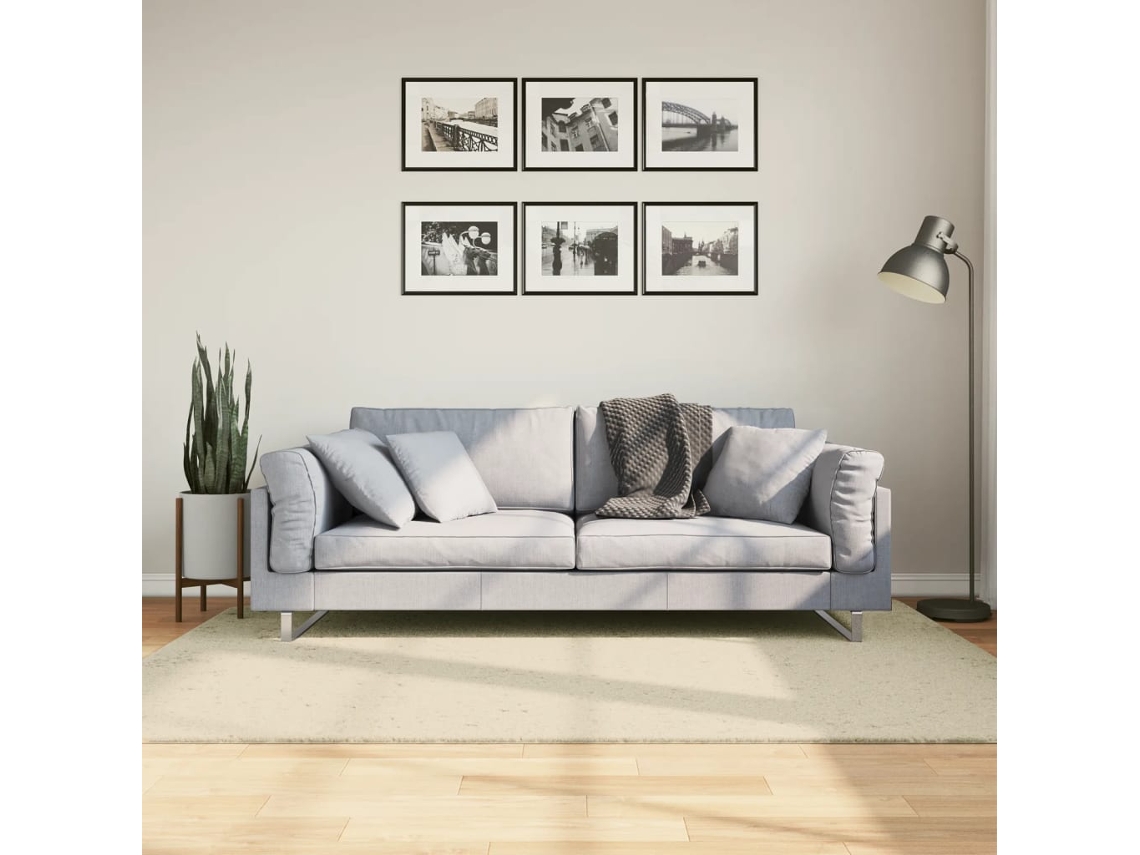 Vidaxl Tapete Pelo Curto Macio E Lavável Huarte 140x200 Cm Cor Creme