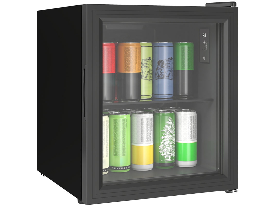 Geladeira de Bebidas 46l 59 Latas. Mini Geladeira Silenciosa com Porta de Vidro Dupla Temperada. Preto Ge