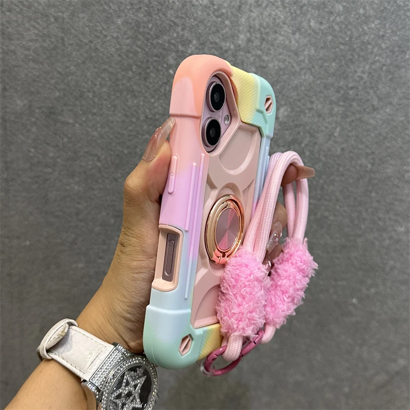 Capa De Celular (iphone 13) Em Silicone Macio Ao Toque, Resistente A Impactos, Com Cordão.