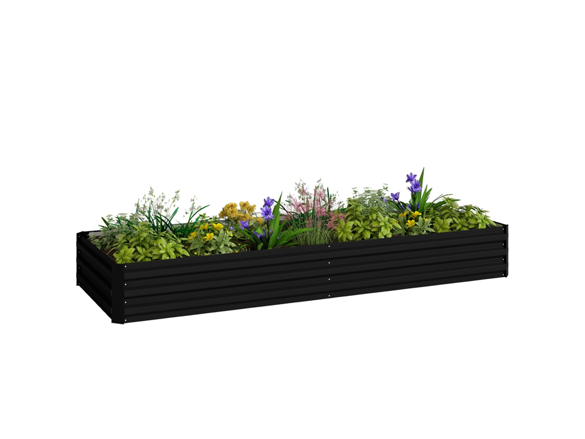 Jardim Elevado Preto Retangular (aço Corrugado, 241x90,5x30 Cm)