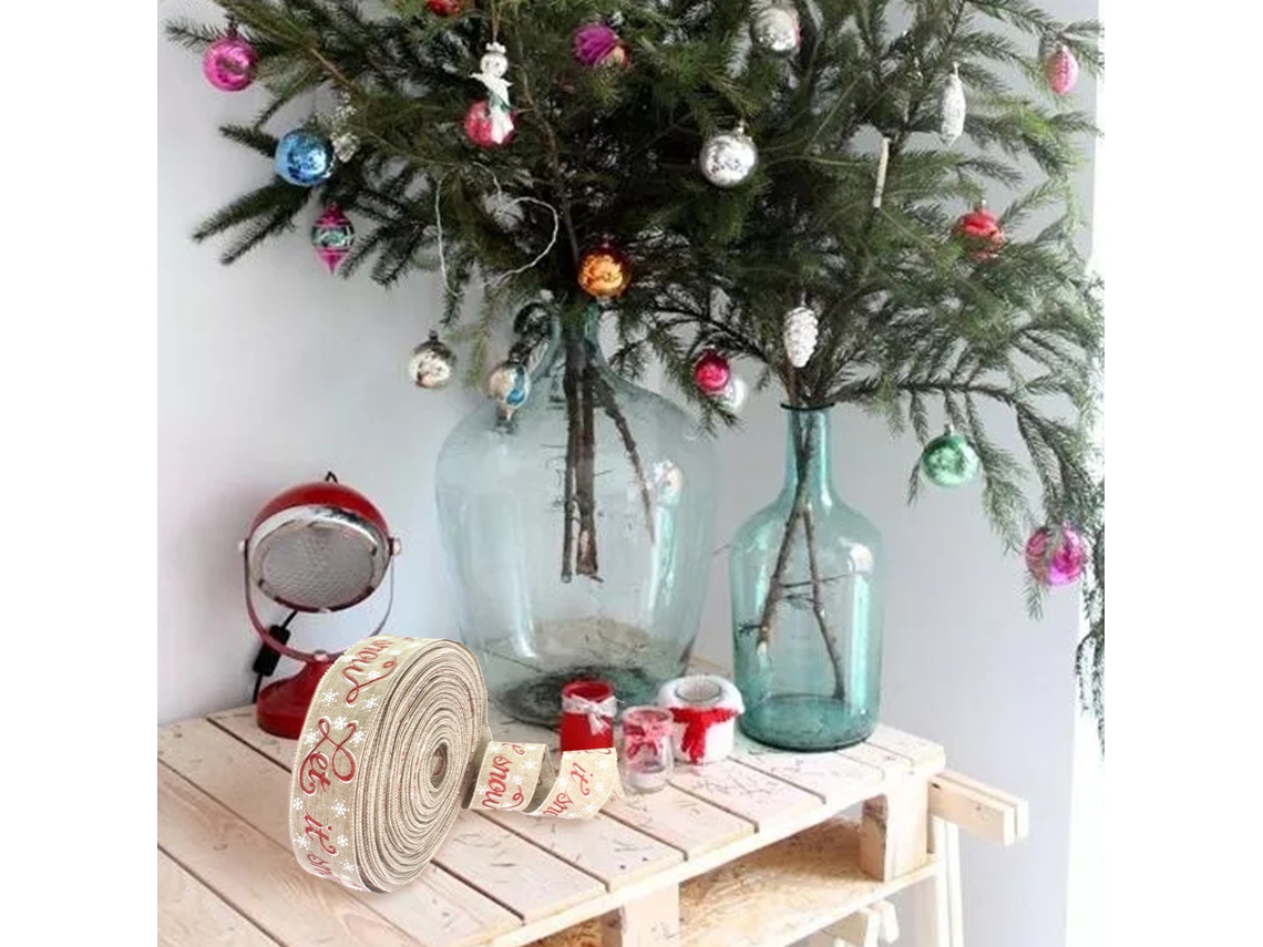 Fita De Natal (material De Linho Sintético, Design Com Glitter) Eoocoo