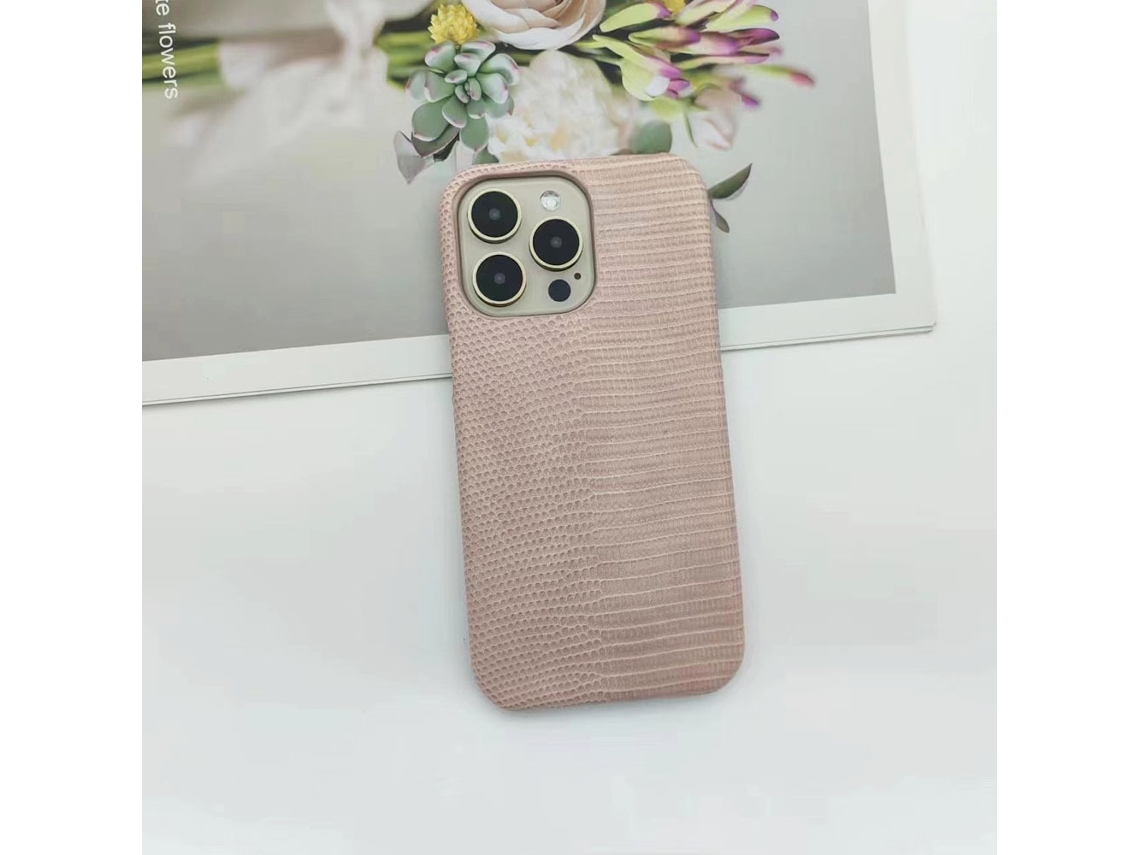 Capa Para Iphone 17 Pro Max Rosa Com Textura De Lagarto, Textura Rígida E Dissipação De Calor.