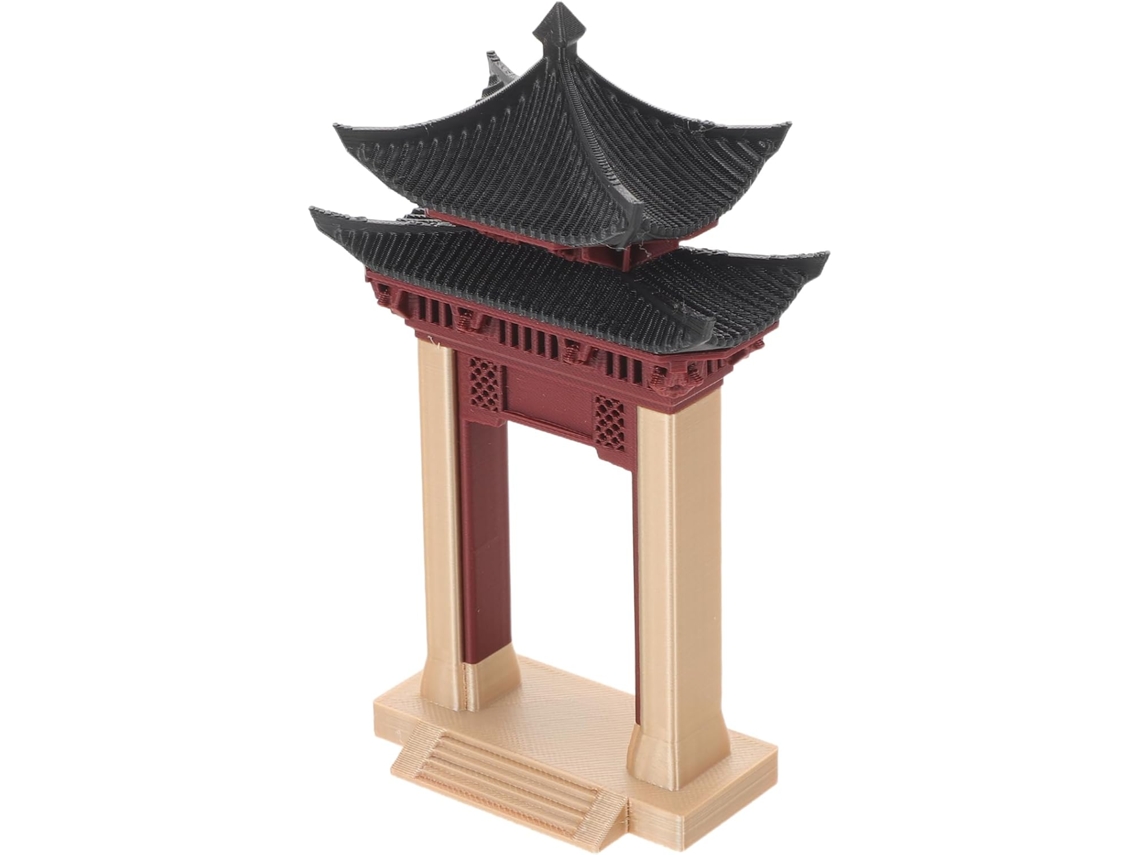 Miniatura Enfeite Jardim Plástico Marrom Estátua Portão Tradicional Chinês Bonsai Escritório Decoração Externa GOKOCO