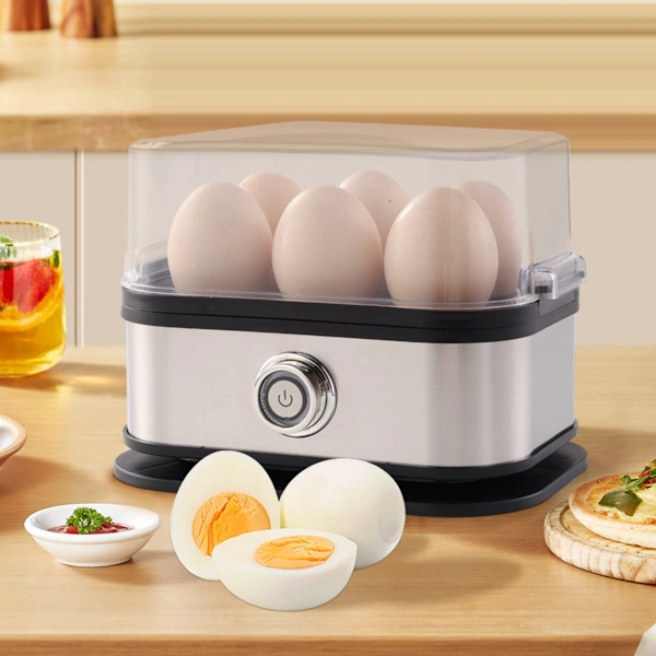 Cozinhador De Ovos Elétrico, 6 Ovos, Fabricado Em Aço Inoxidável, Vaporizador Inteligente Com Desligamento Automático