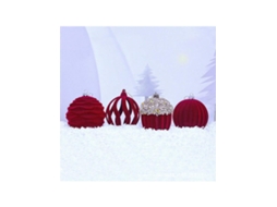 Bola De Natal Em Veludo Floculado Para Pendurar, Bola De Peluche Cor De Vinho, Decoração Para Árvore De Natal Igvtrade (8 Cm/4 Peças)