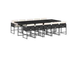 Conjunto de 11 Jantar para Jardim com Almofadões Vime Pe Preto MAISON EXCLUSIVE