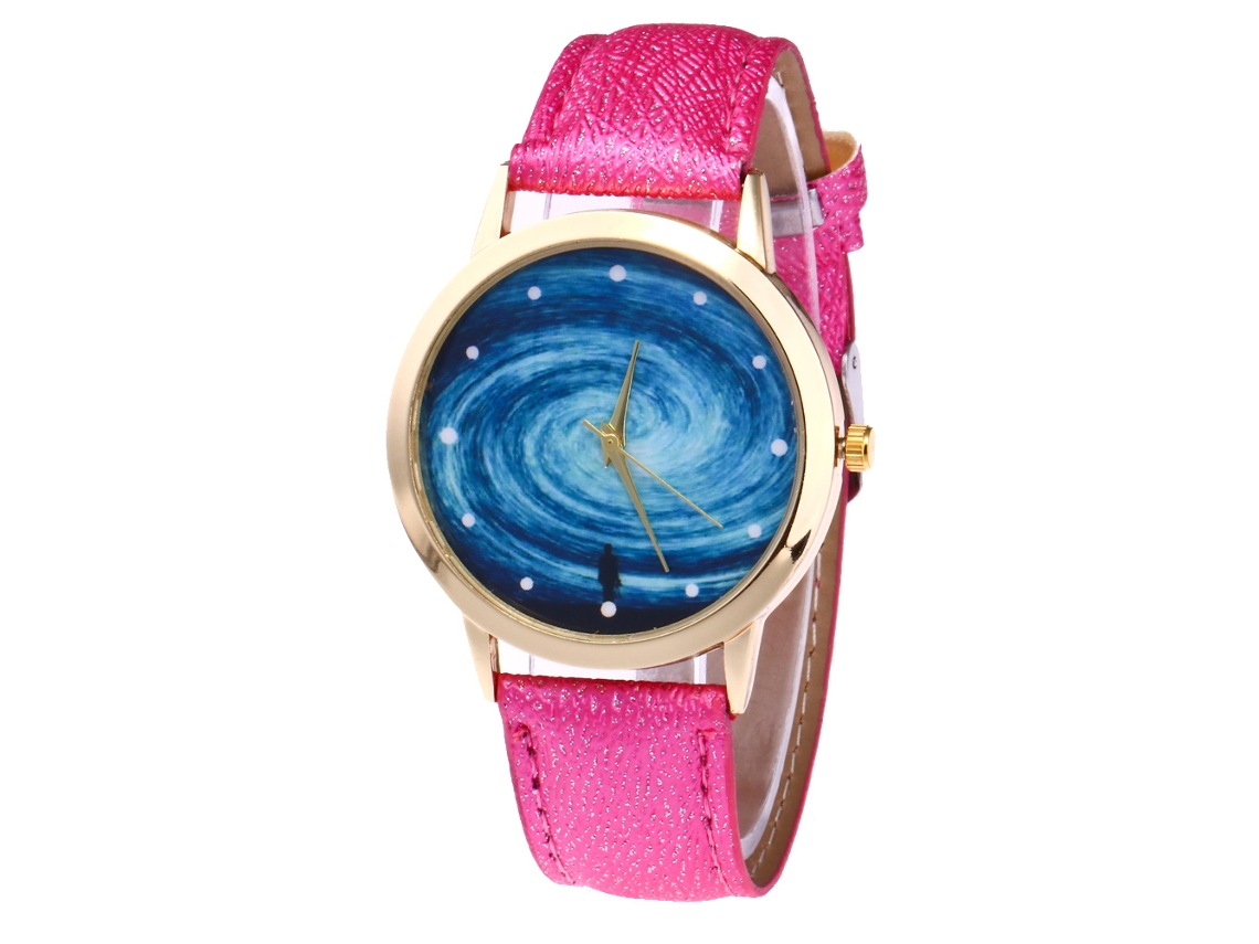 Reloj Analógico De Cuarzo De Mujer Con Correa De Pu Zhoulianfa (rojo Rosa)