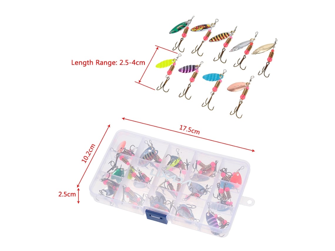 Iscas de Pesca Lixada Metal 30 Pcs com Anzóis