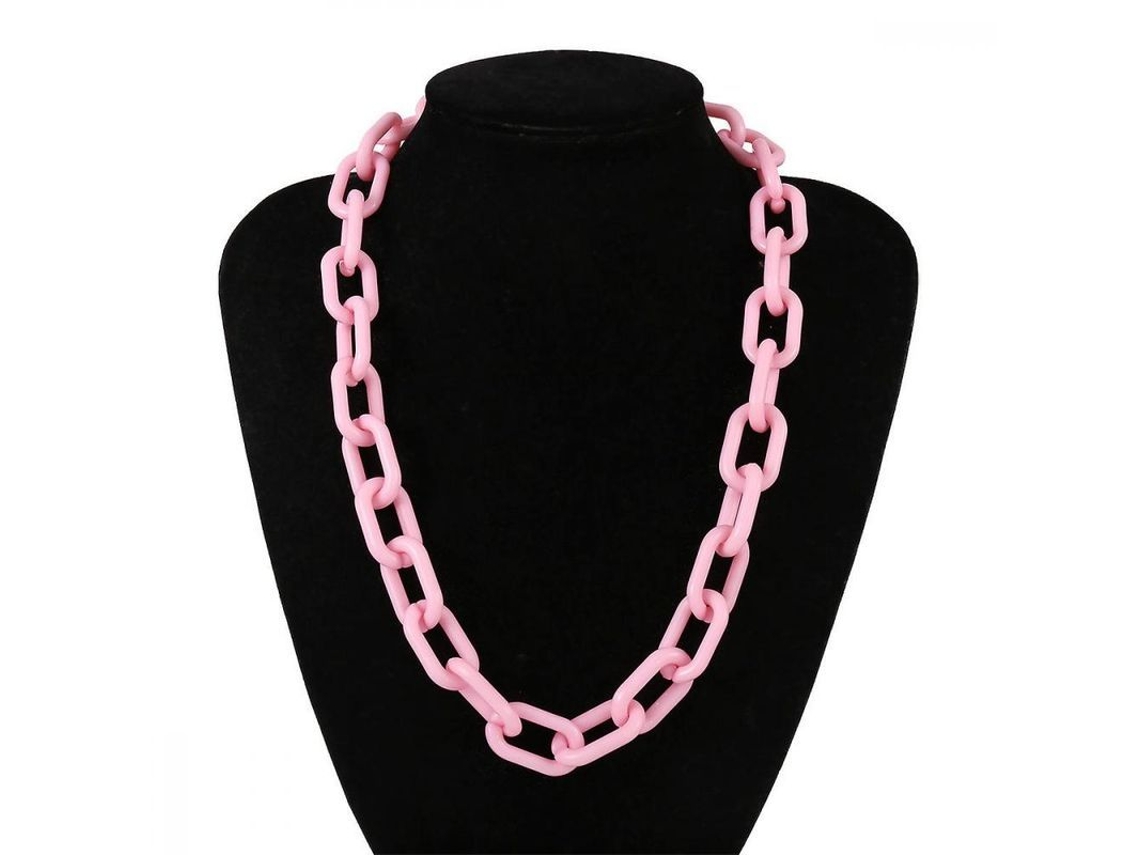 2026 colgante de Collar de Acrílico Geométrico Exagerado para Mujer 62cm 24 Pulgadas Xvb Rosa