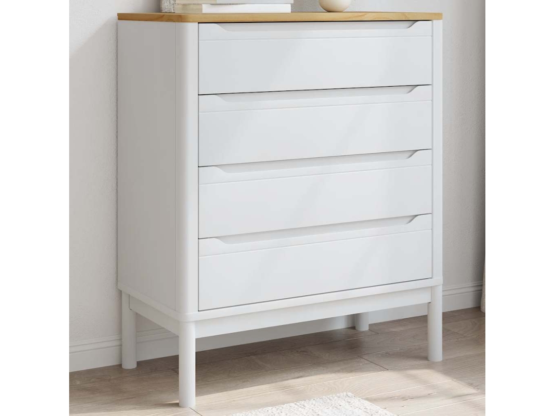 Vidaxl Cómoda Floro Madeira De Pinho Maciça Branco