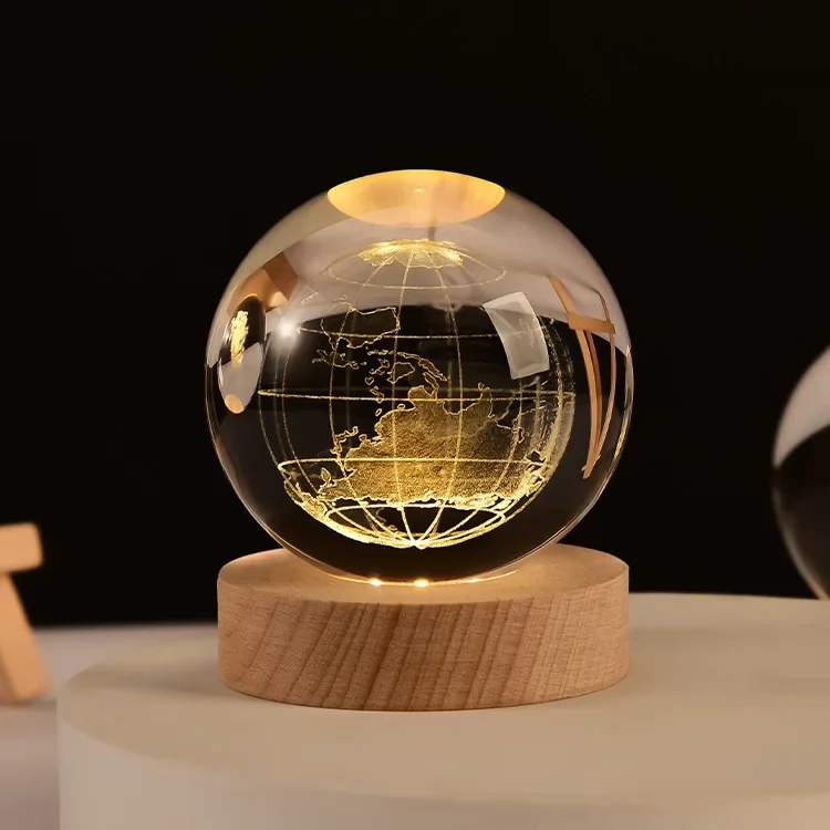 Bola de Cristal 3d de 6 Cm, Gravada a Laser, Decoração para Mesa de Casa MDUG