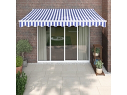 Vidaxl Toldo Retrátil 3x2,5 M Tecido E Alumínio Azul E Branco