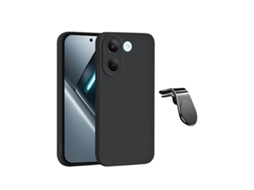 Kit Suporte L Capa Silicone Líquido Phonecare Para Xiaomi Poco X8 Pro 5g - Preto