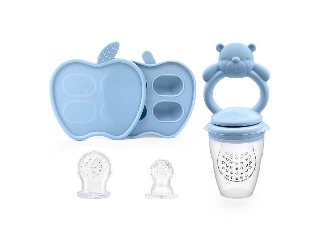 Alimentador Frutas Bebé EIFSON 6+ Meses com Molde Gelo Apenas Urso Alivio Gengivas (azul)