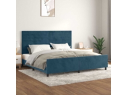 Vidaxl Estrutura De Cama Sem Colchão 200x200 Cm Veludo Azul-escuro
