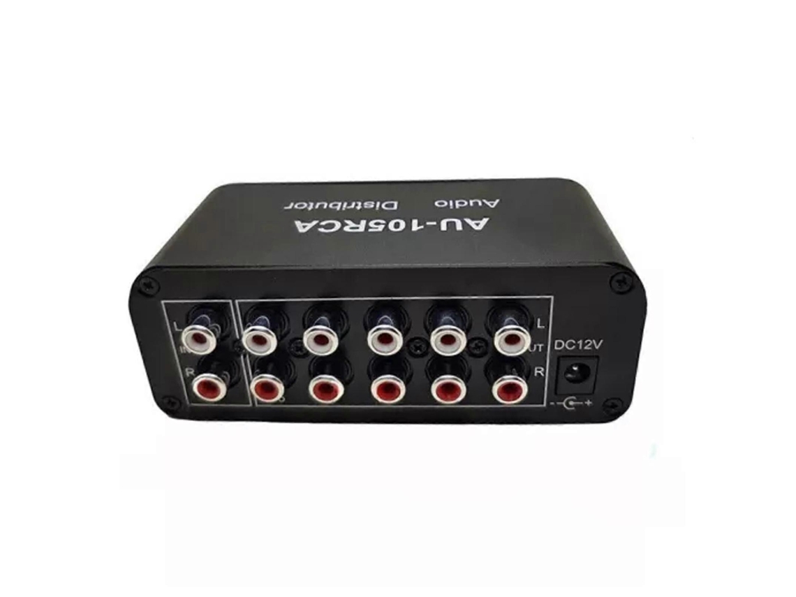 Divisor/seletor De Áudio Rca Estéreo Hifi 1-in-5-out Com Controle De Volume