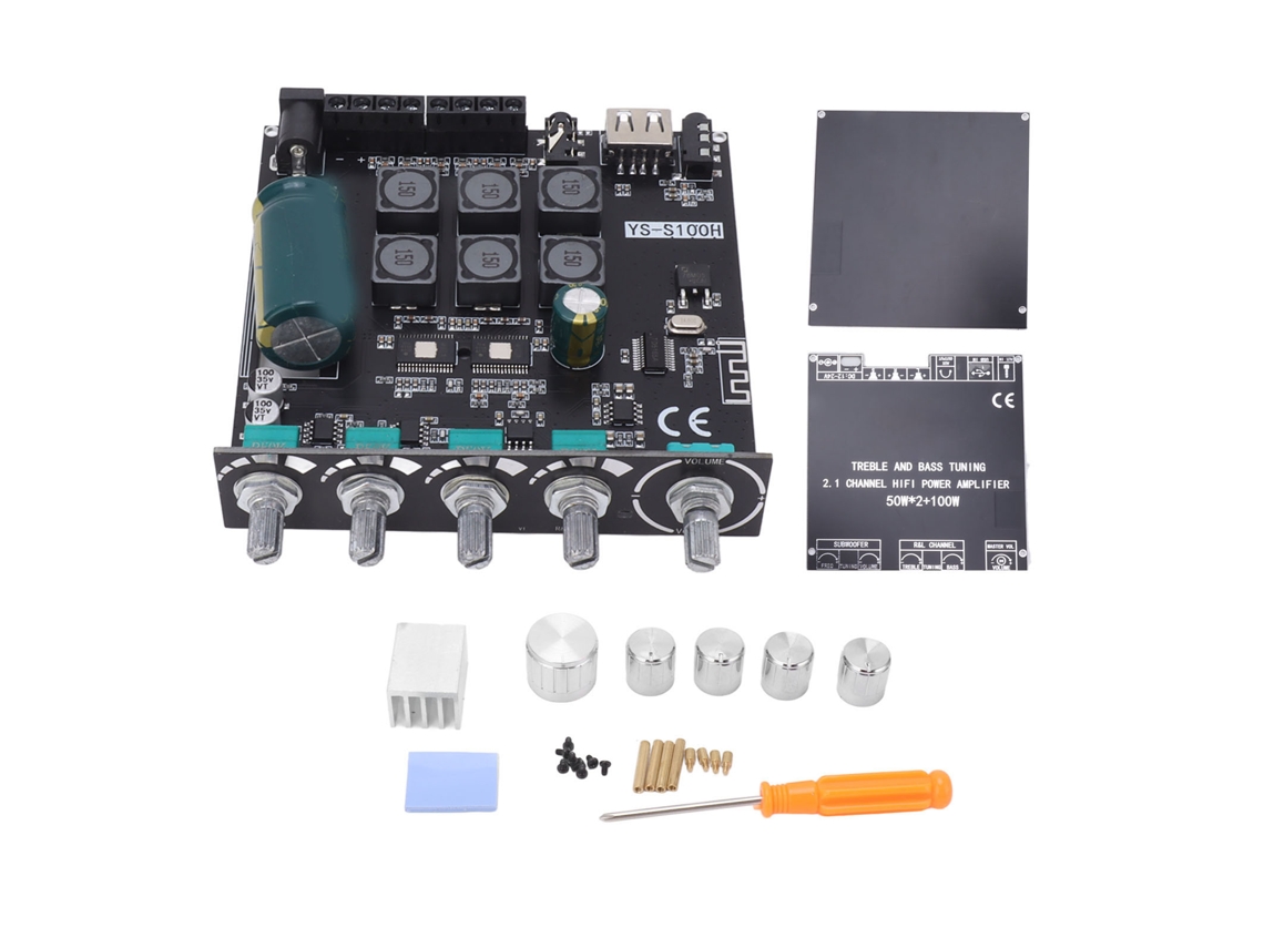 Vlrla-placa De Amplificador De Potência 2.1 Canais Módulo De Amplificador Estéreo Bluetooth Dc12‑24v 50wx2+100w Controle App