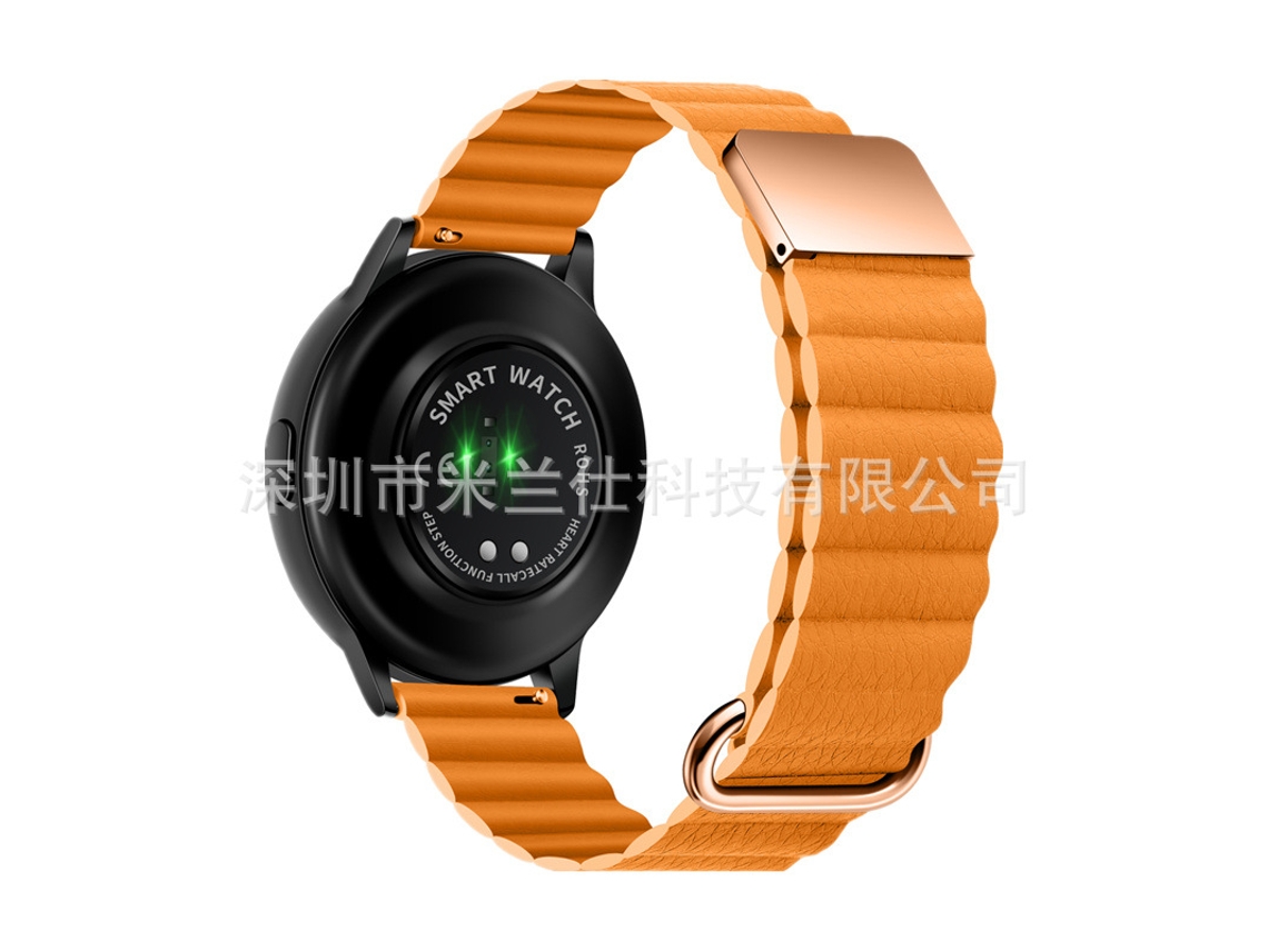 Pulseira De Couro Genuíno Com Fecho Magnético Reverso Para Samsung Galaxy Watch 4papoula Da Califórnia 18mm Yunzii (com 2 Pinos De Mola)