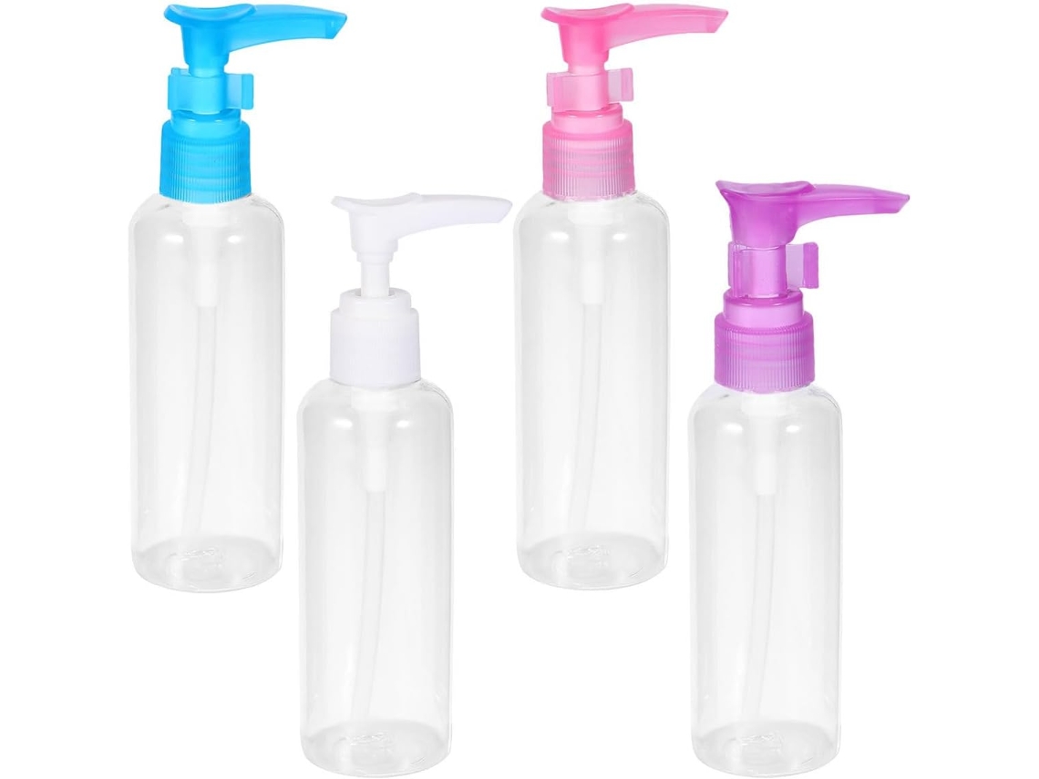 Conjunto De 4 Frascos Com Bomba Dosadora Para Emulsificação, Frascos