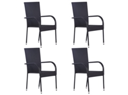 Maison Exclusive - 5 Pcs Conjunto De Jantar Para Jardim Preto
