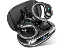 Auscultadores Bluetooth 80h Reprodução Led Cancelamento Ruído Ganchos IPX7 JIAPEI